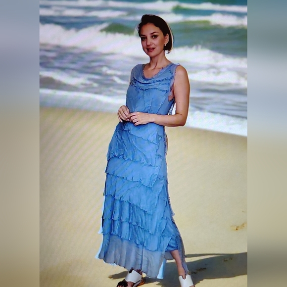 Gigi Moda Italian Hot Pink Tiered Silk Sleeveless Maxi Dress Women's Size S $189 - Picture 11 of 14